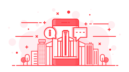 A flat illustrative image displaying various sized businesses from SMME to enterprise