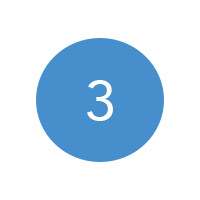 A circular blue image with the number three on it.