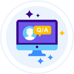 An icon representing a knowledge base website with questions and answers related to Virtual landline services. 