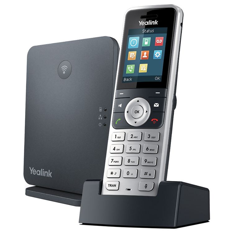 A picture of a Yealink W53P Cordless IP Handset with Yealink Base Station
